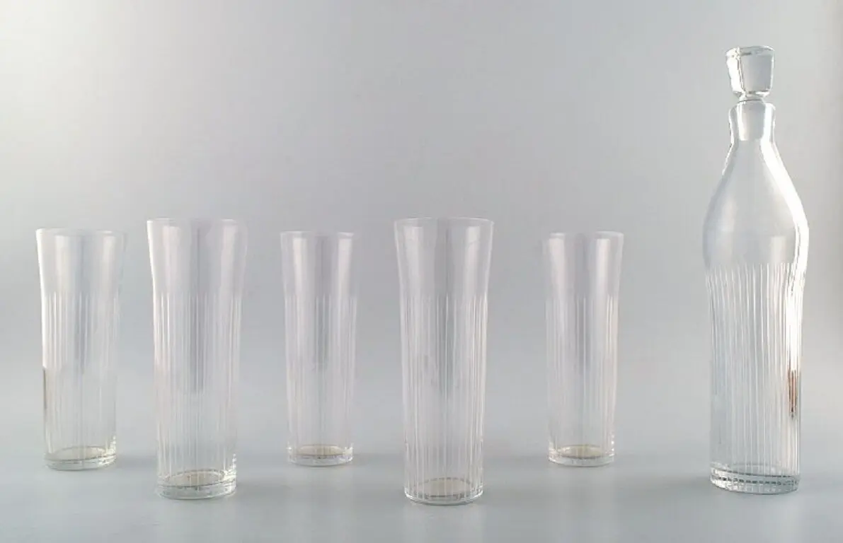 5-teiliges Glaswaren-Set: Dekanter und Limonadenglas 'Strict', Bengt Orup, Johansfors