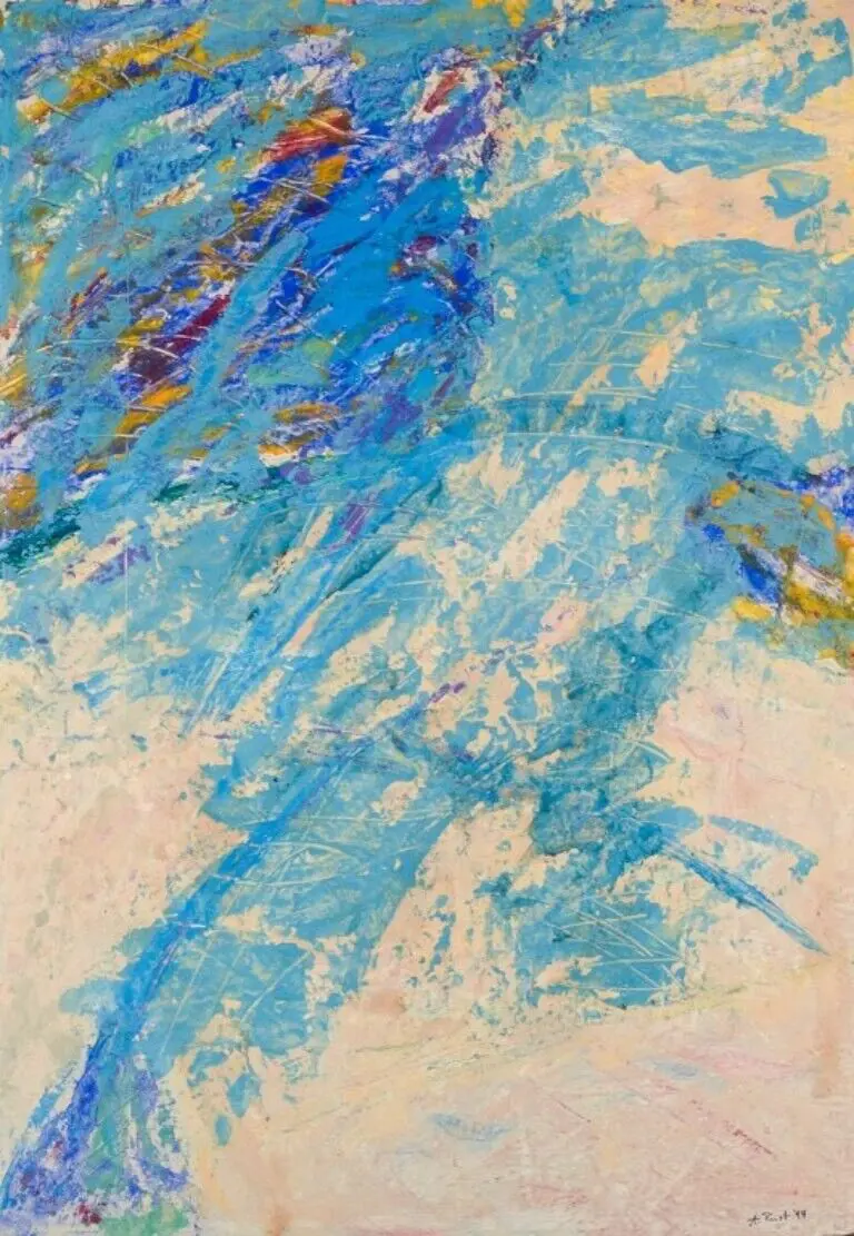 A. Rust, deutscher Künstler. Acryl auf Holzplatte. Abstrakte Komposition