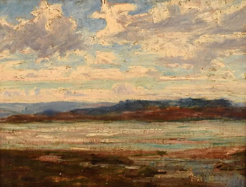 Abraham Hulk Jr. (1851-1922), renommierter britischer Maler. Öl auf Holz. Landschaft