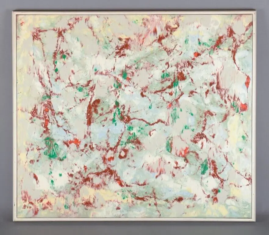 Abstrakte Komposition von Birger Bia Peterson (1916-1997). Öl auf Leinwand