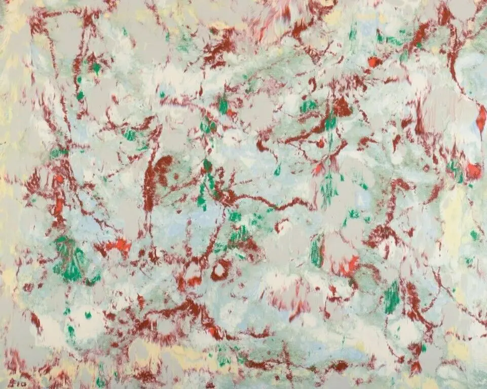 Abstrakte Komposition von Birger Bia Peterson (1916-1997). Öl auf Leinwand