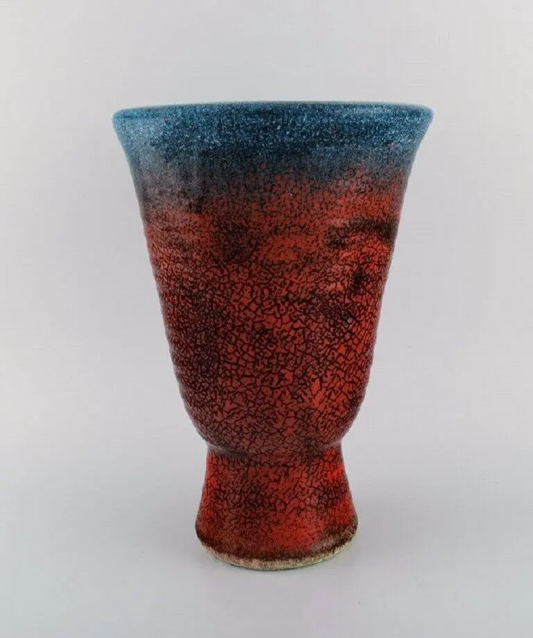 Accolay, Frankreich. Große Art Deco Vase aus glasiertem Keramik, 1940er Jahre