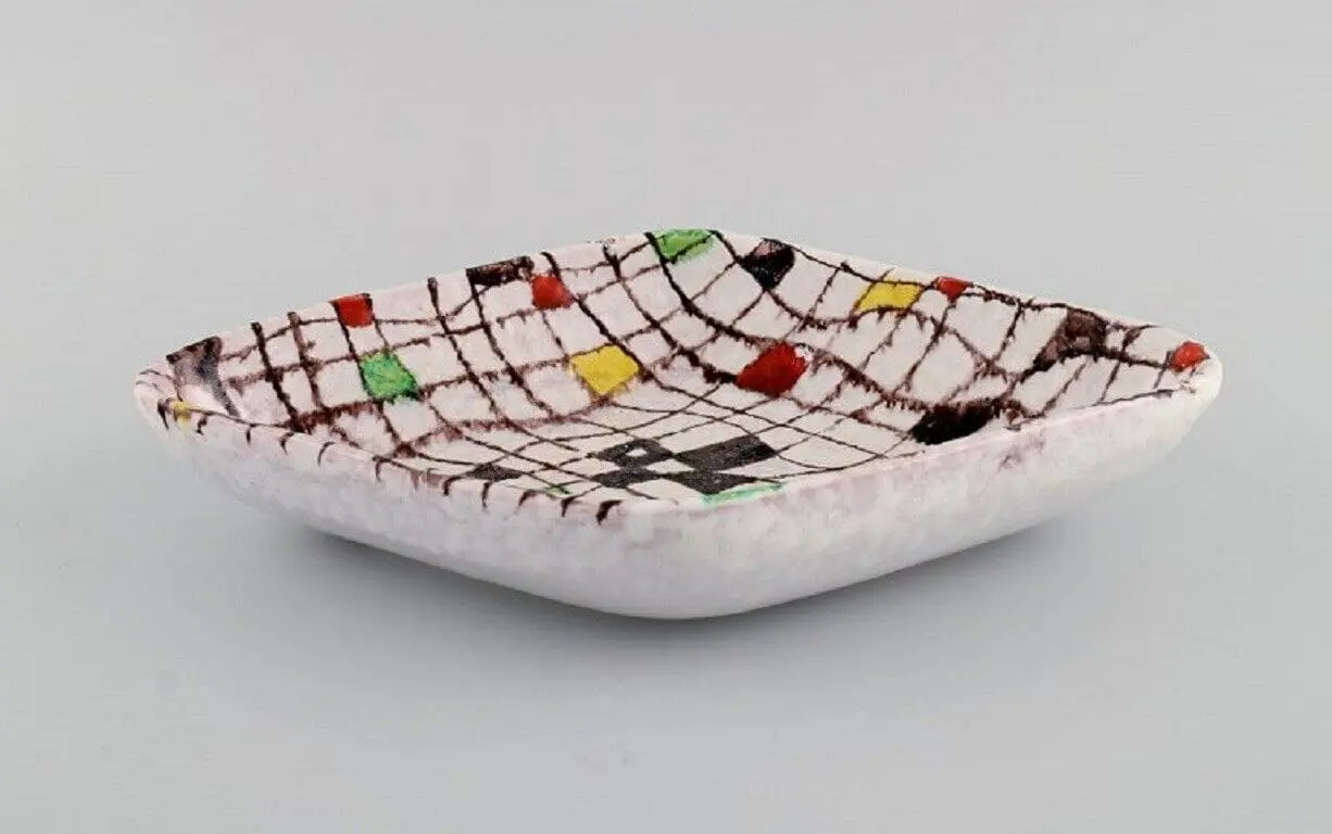 Aldo Londi für Bitossi. Mondrian-Schale aus glasiertem Steinzeug, 1960er Jahre