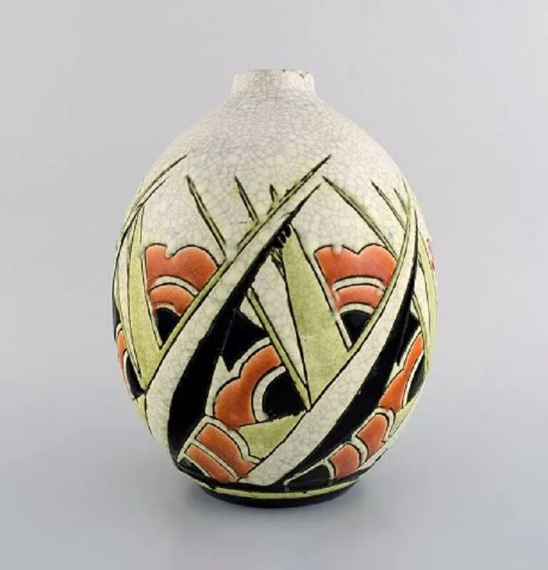 Art Deco Keramikvase von Charles Catteau für Boch Frères, Belgien