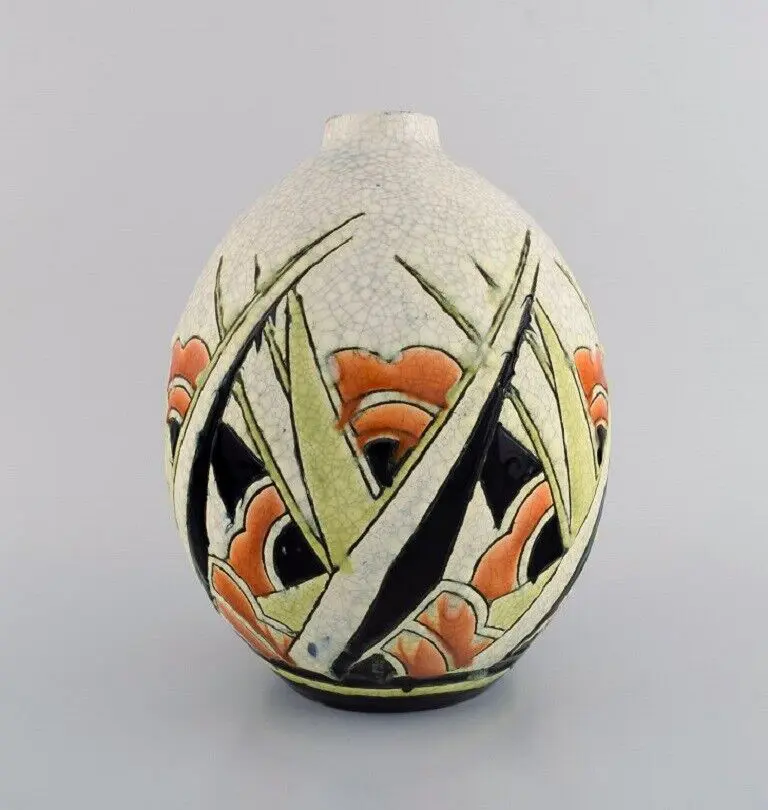Art Deco Keramikvase von Charles Catteau für Boch Frères, Belgien