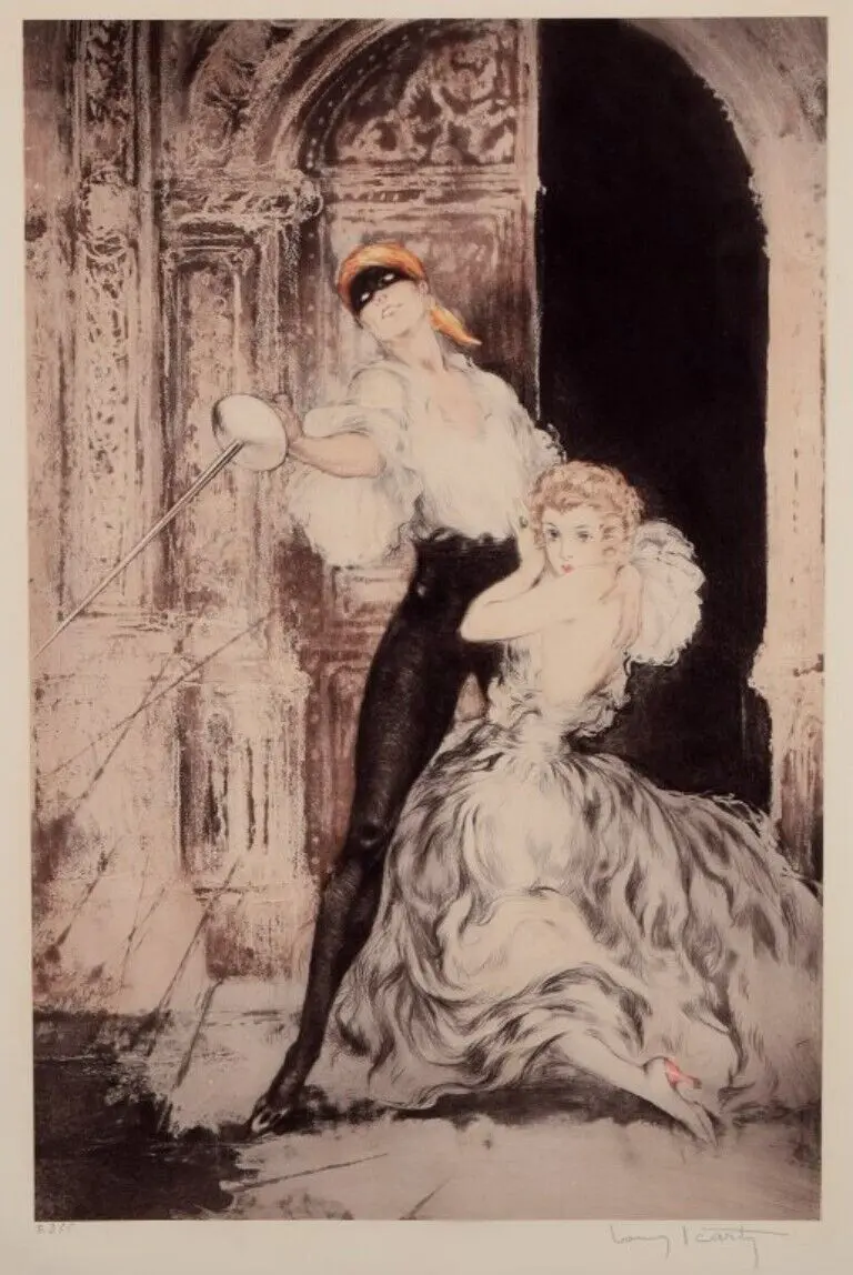 Farblithographie von Louis Icart (1888-1950) mit dem Titel 'Don Juan', signiert mit Bleistift, aus den 1920er Jahren