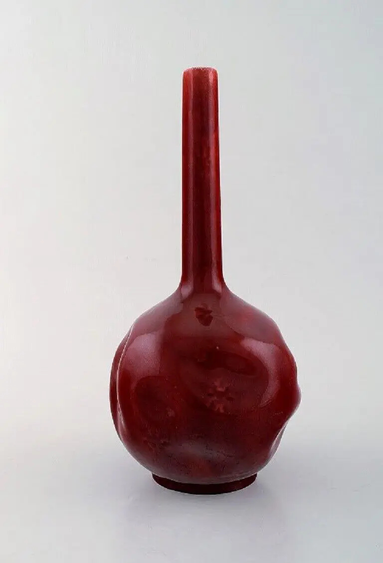 Frühe glasiert Fayence-Vase mit schmalem Hals von Rörstrand, Schweden