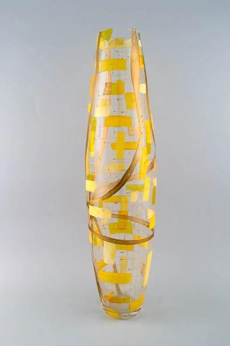 Große Bodenvase aus mundgeblasenem Kunstglas, 1960er Jahre
