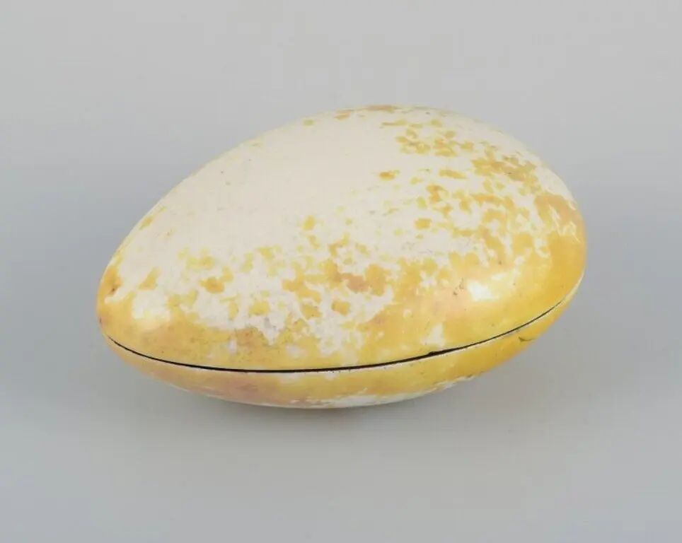 Hans Hedberg für Biot, Frankreich, ovale Deckelvase. Einzelstück aus Keramik