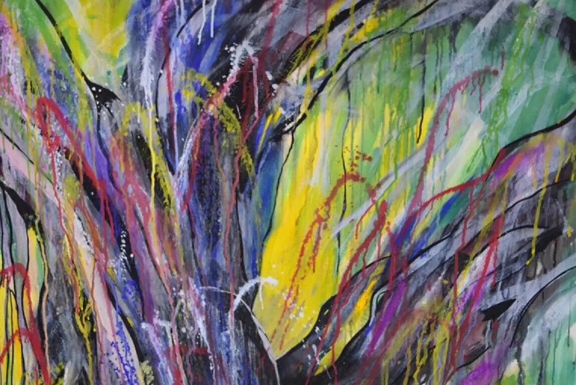 Ivy Lysdal, geboren 1937. Dänische Keramikerin und Malerin. Mischtechnik auf Karton