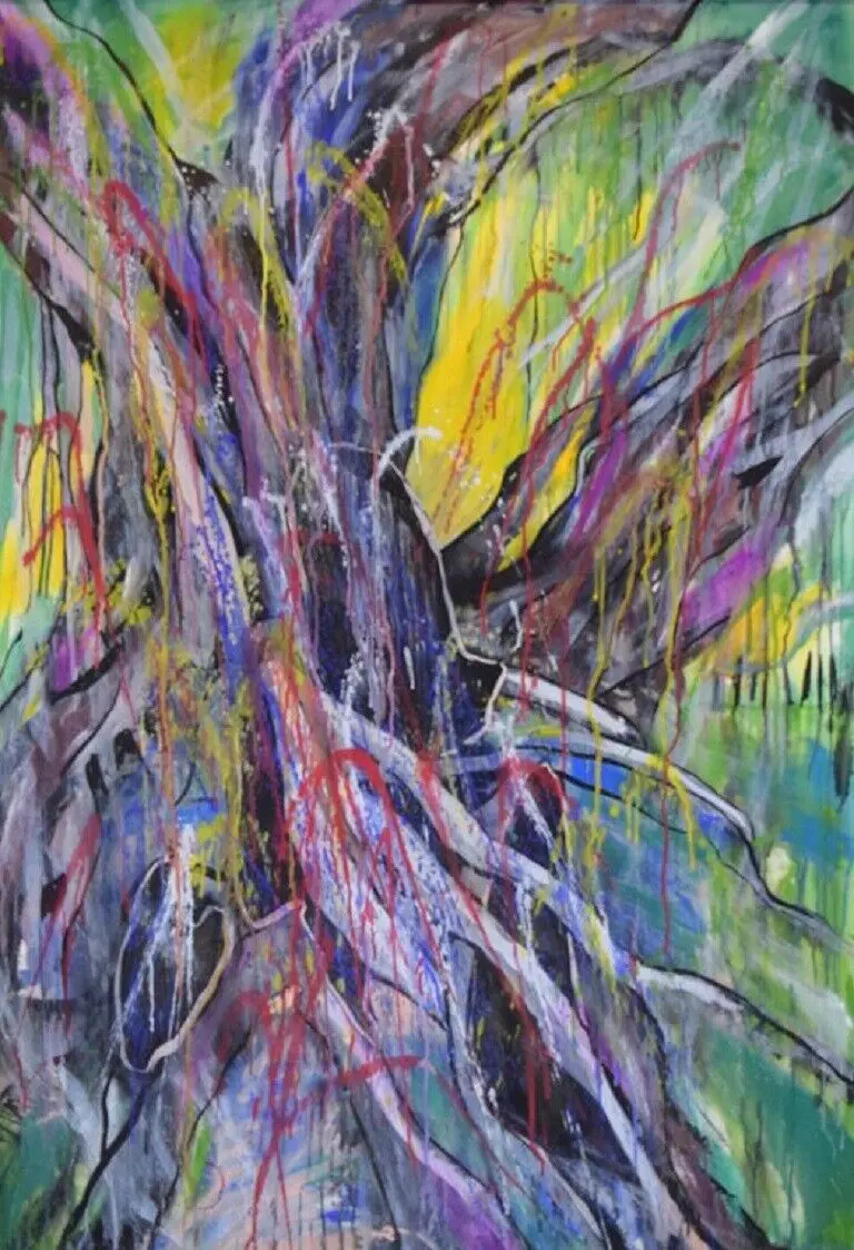 Ivy Lysdal, geboren 1937. Dänische Keramikerin und Malerin. Mischtechnik auf Karton