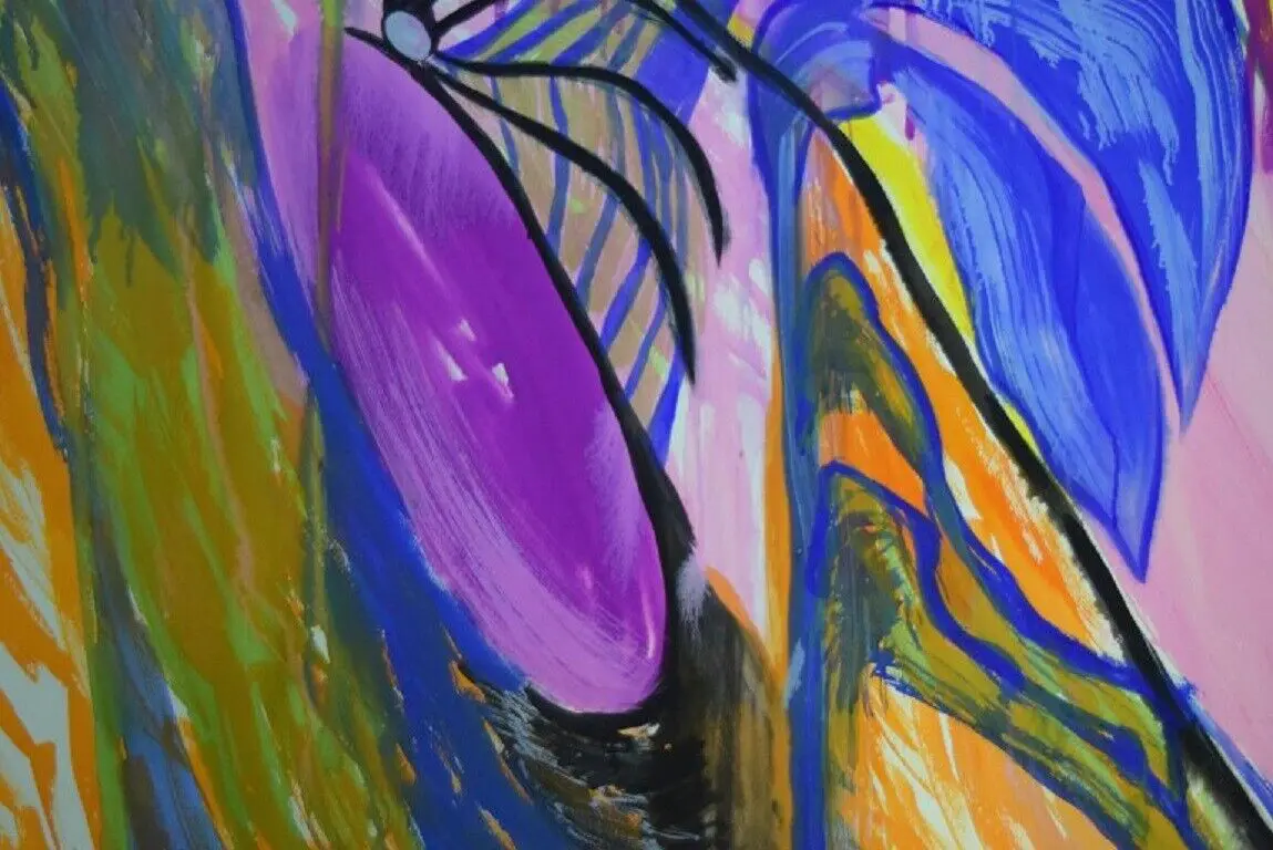 Ivy Lysdal, geboren 1937. Dänischer Keramiker und Maler. Mischtechniken auf Karton