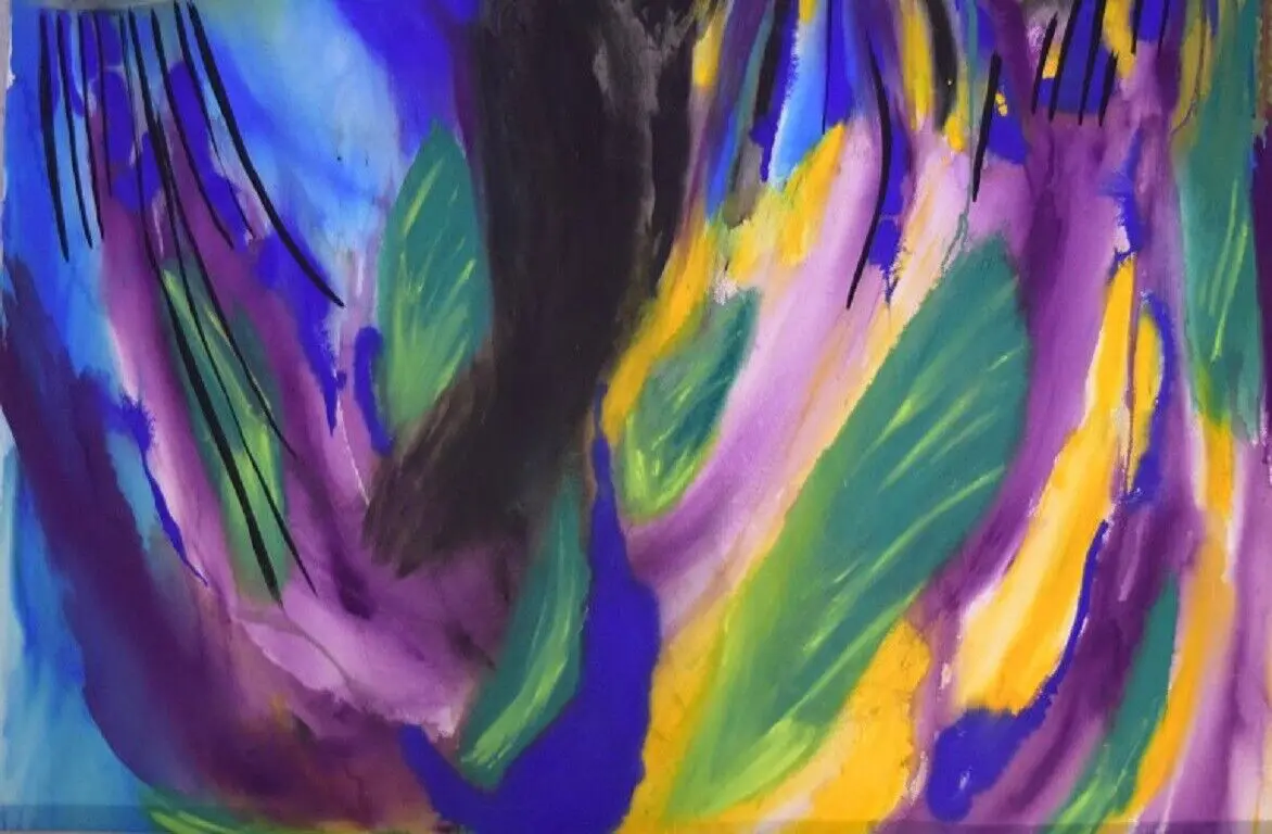 Ivy Lysdal, Jahrgang 1937. Dänischer Keramiker und Maler. Mischtechnik auf Karton