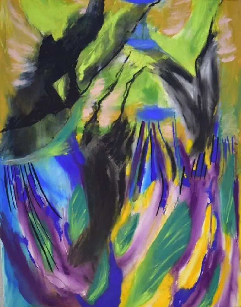 Ivy Lysdal, Jahrgang 1937. Dänischer Keramiker und Maler. Mischtechnik auf Karton