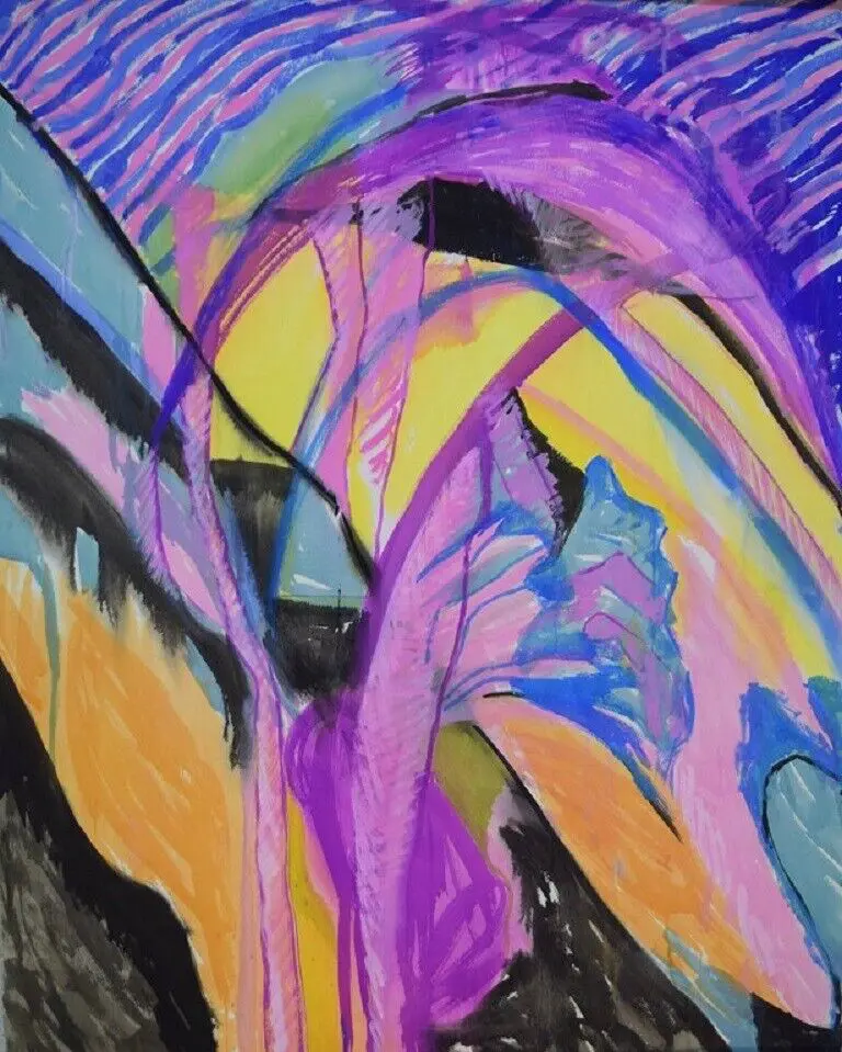 Ivy Lysdal, Jahrgang 1937. Dänischer Keramiker und Maler. Mischtechniken auf Karton