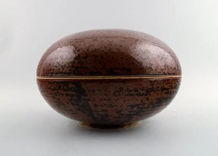 Jane Bailey, große Bonbonniere / Deckelglas aus Steinzeug, Dänemark, ca. 1970er Jahre