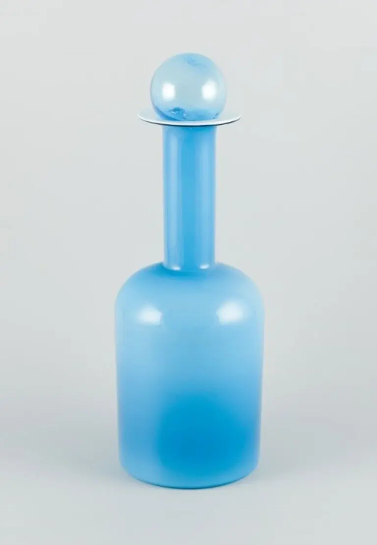 Otto Brauer für Holmegaard: Türkisfarbene Vase/Flasche aus mundgeblasenem Kunstglas