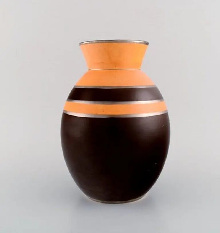 Seltene Art Deco Vase aus glasiertem Keramik von Boch Frères, Belgien, aus den 1930er Jahren