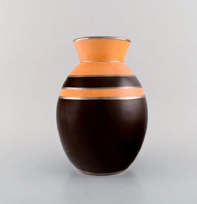Seltene Art Deco Vase aus glasiertem Keramik von Boch Frères, Belgien, aus den 1930er Jahren