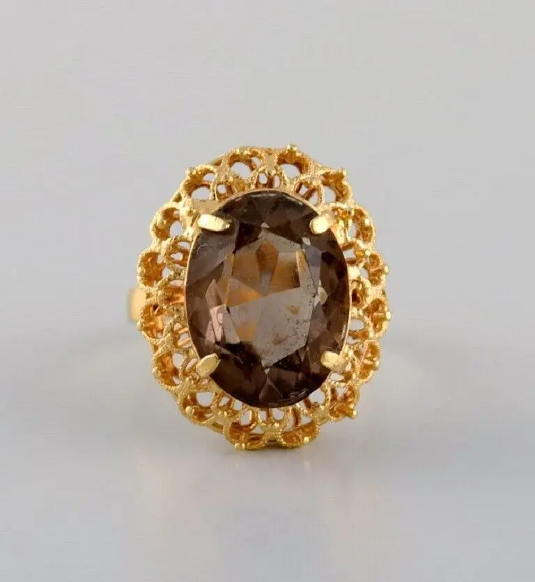 Skandinavischer Schmuckdesigner: Vintage-Ring aus 18 Karat Gold mit Bergkristall