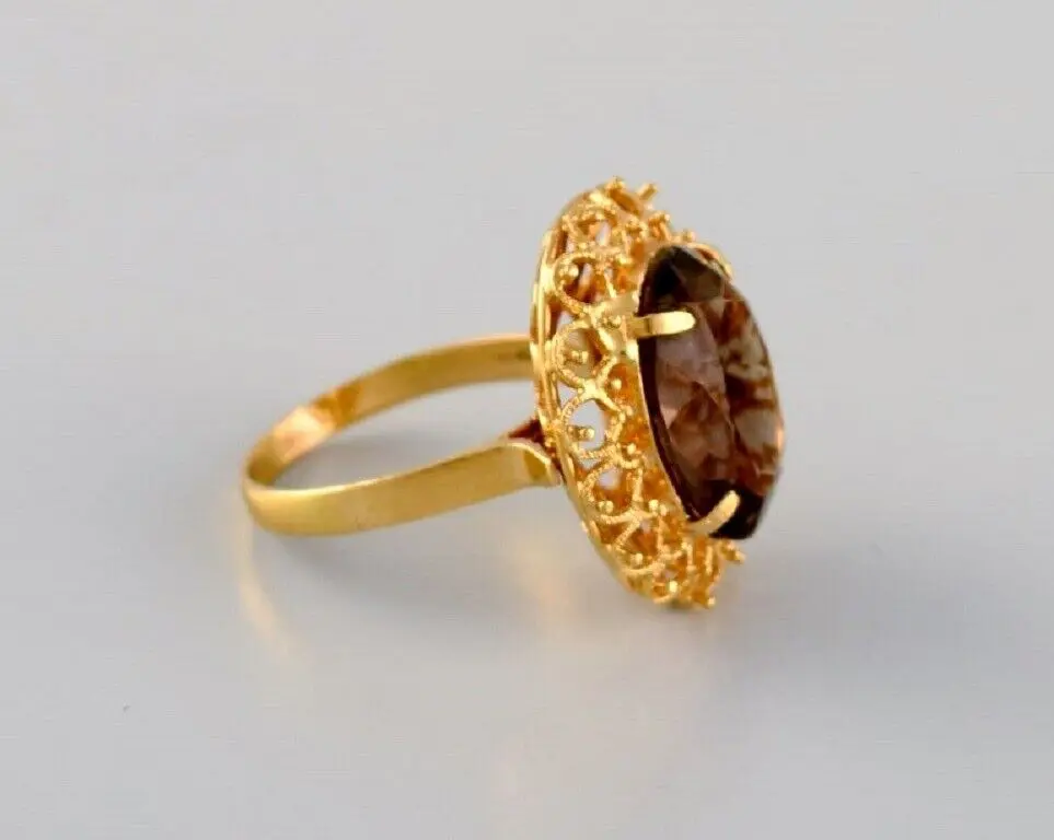 Skandinavischer Schmuckdesigner: Vintage-Ring aus 18 Karat Gold mit Bergkristall