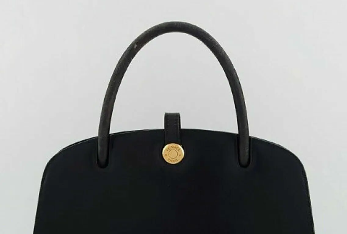 Vintage Hermès Tasche aus schwarzem Leder, 1960/70er Jahre