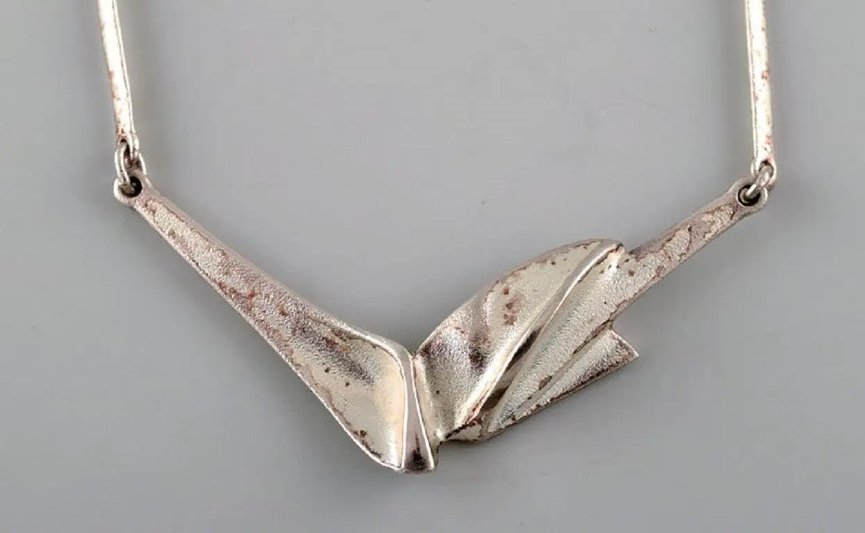 Vintage moderne Halskette aus Sterlingsilber von Björn Weckström, Lappland, Finnland