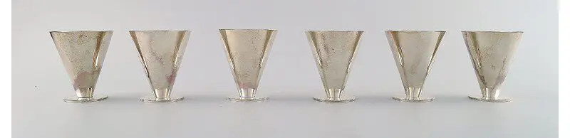 Wiwen Nilsson, Set von 6 Cocktail-/Wodka-Bechern aus Sterlingsilber