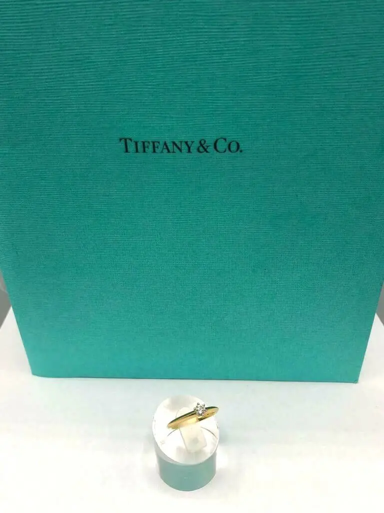Tiffany&Co Damenring aus 750er Gelbgold mit Diamant, Größe 51-52, inklusive Zertifikat
