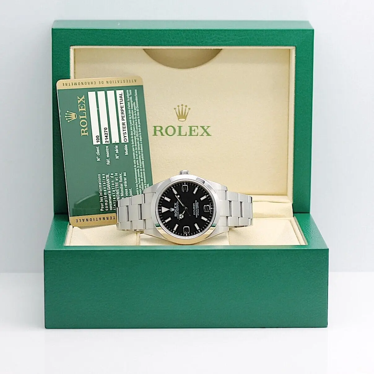 Rolex Explorer I Automatik aus Edelstahl Ref: 214270 - inklusive Rolex Box und Dokumente von 2011