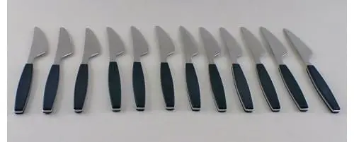 12-teiliges Besteckset von Henning Koppel, Strata, aus Edelstahl mit schwarzem Kunststoff