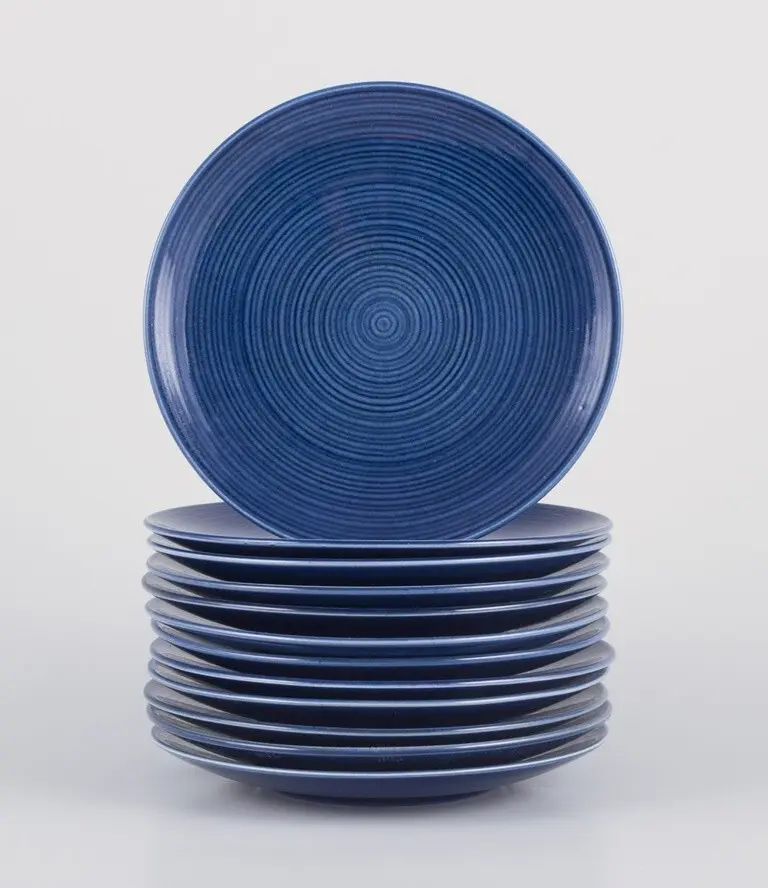 12-teiliges Teller-Set 'Blå Blanche' von Gertrud Lönegren für Rörstrand, Schweden