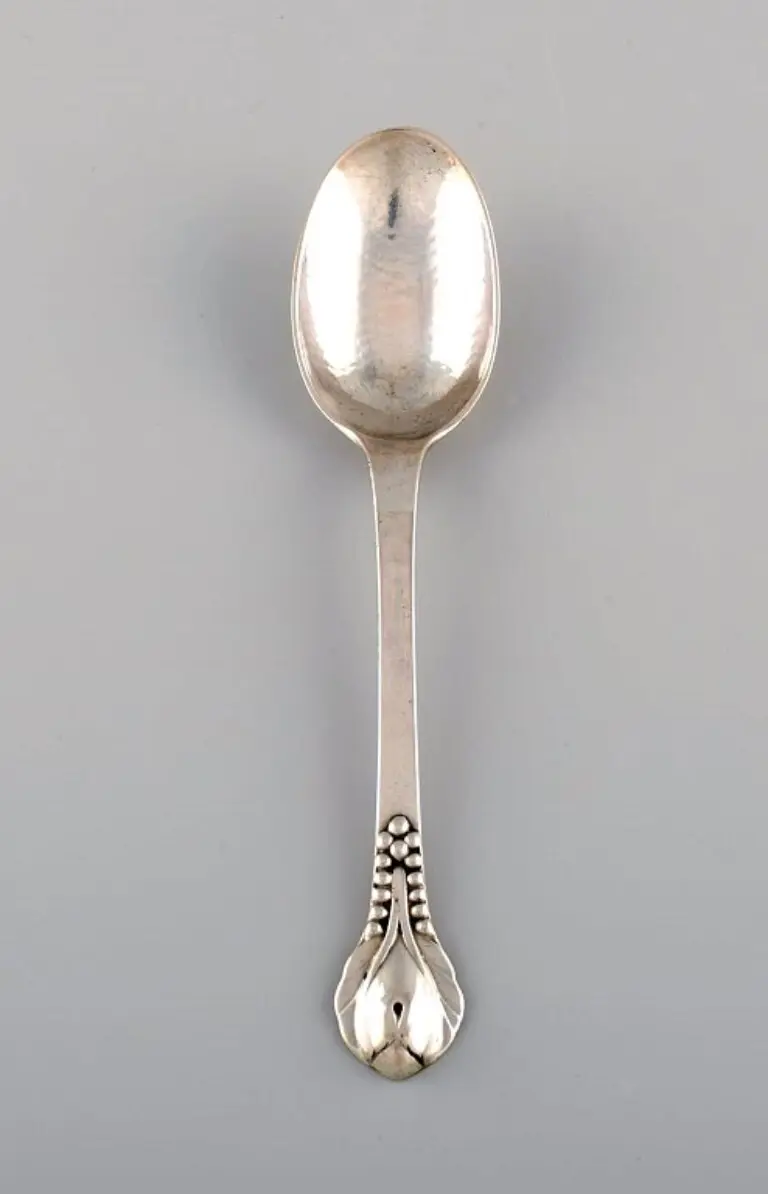 Antiker Dessertlöffel von Evald Nielsen aus Silber (830), circa 1920