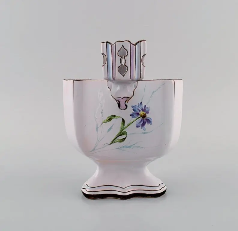 Antiker Fayence Blumen-/Kräutertopf von Emile Gallé für St. Clement, Nancy