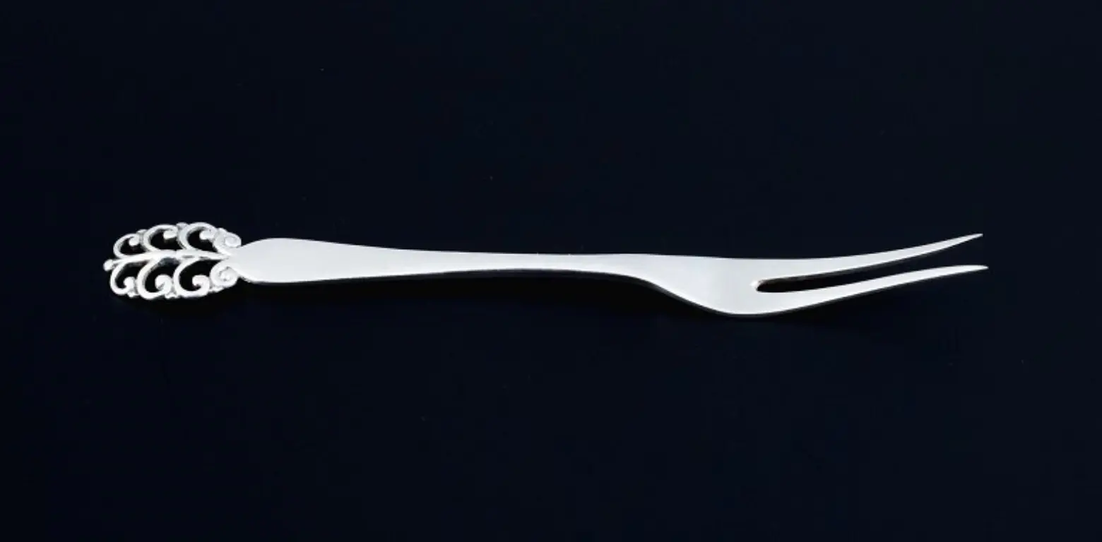 Dänischer Silberschmied, Set aus fünf Fleischgabeln aus dänischem 830er Silber