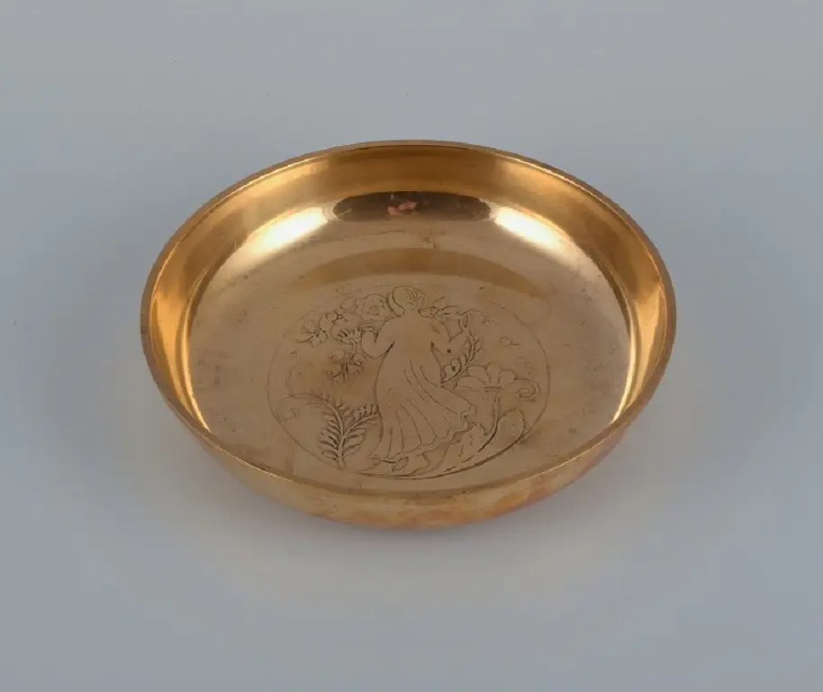Frühe Just Andersen Art Deco Bronze-Schale mit Frauenmotiv, ca. 1930