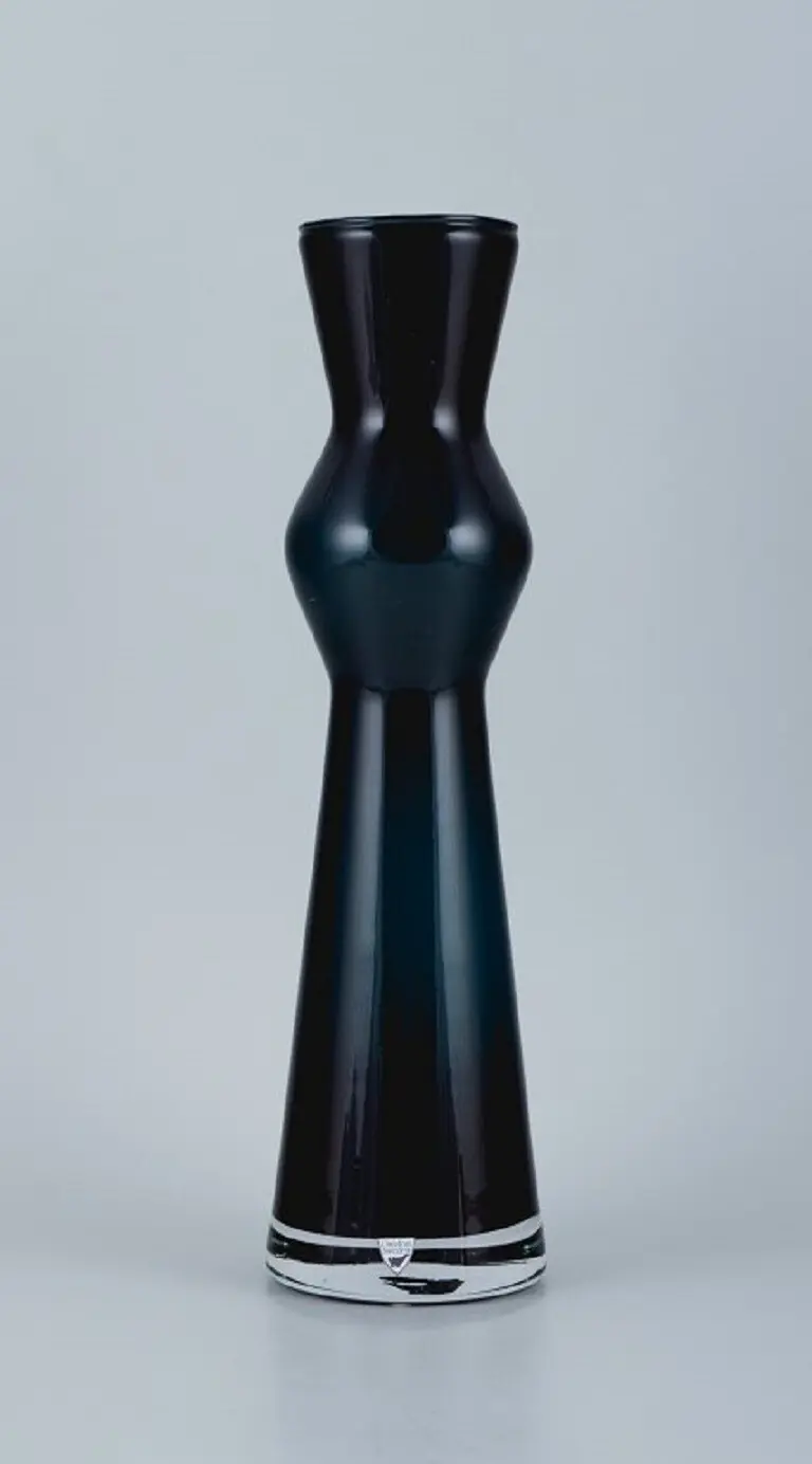 Große Kunstglasvase in Blautönen von Stor Orrefors, Schweden, ca. 1970/80er Jahre