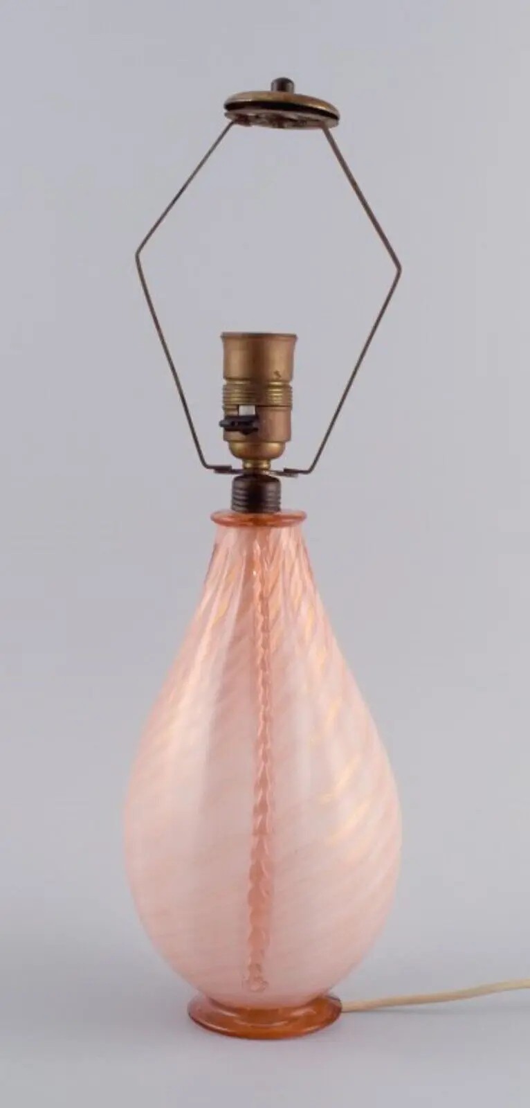 Große Tischlampe aus rosa, mundgeblasenem Kunstglas von Barovier und Toso, Murano
