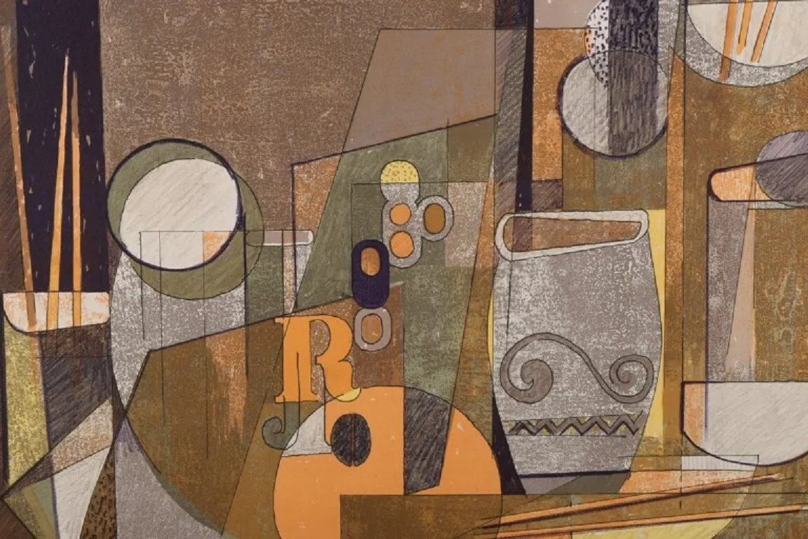 Helge Ernst, dänischer Künstler. Testdruck auf Papier. Modernistische