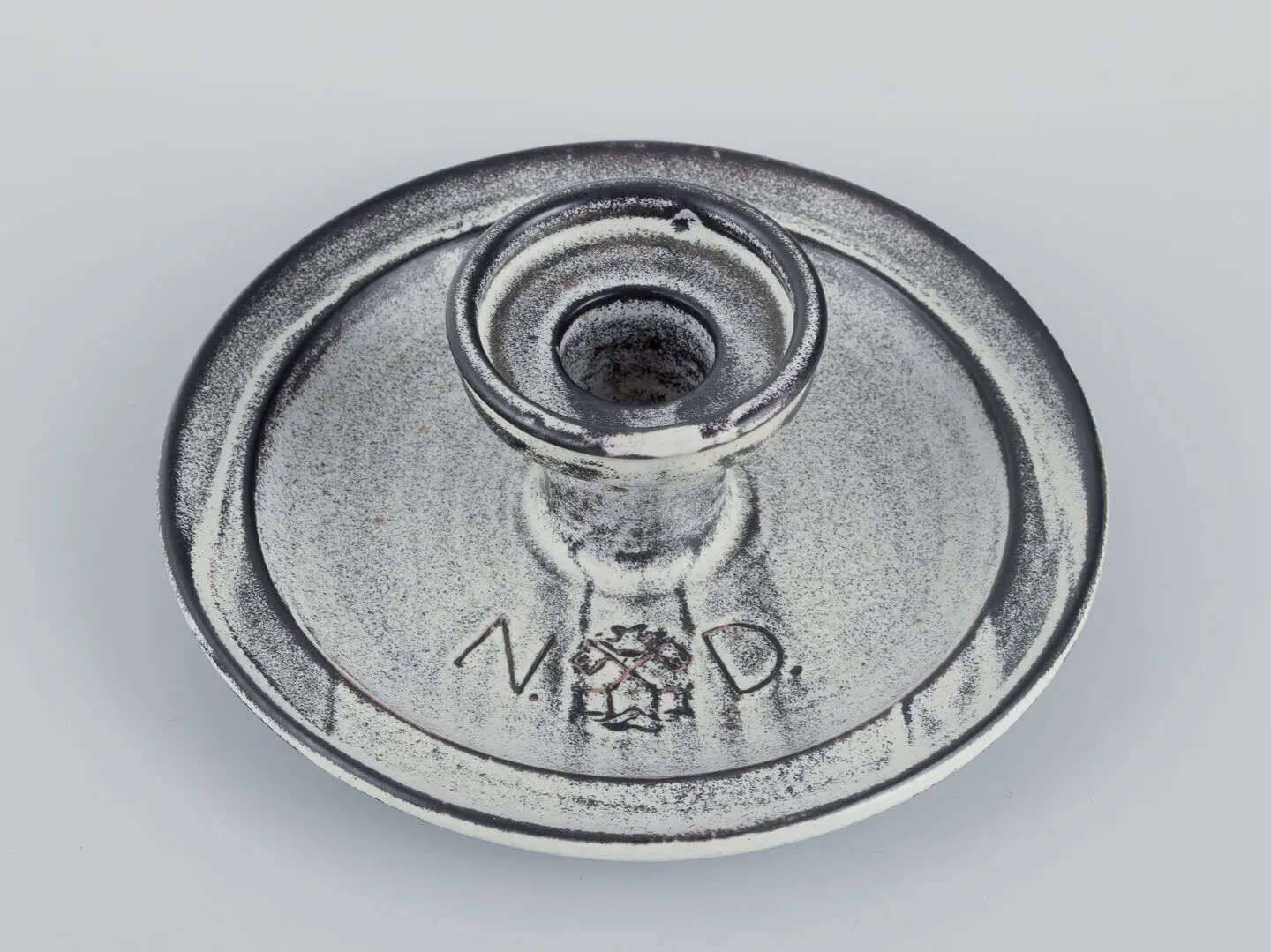 Kähler Kammerleuchter aus Keramik mit grau-schwarzer Doppelglasur