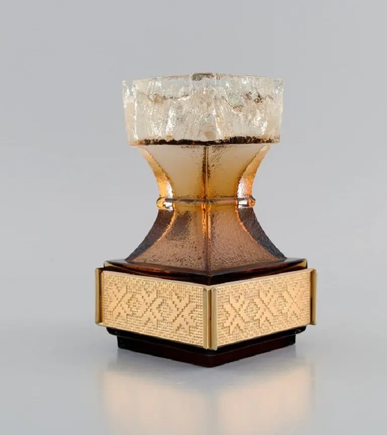 Kerzenständer Maljakko aus rauchigem Glas von Pentti Sarpaneva für Turun Hopea