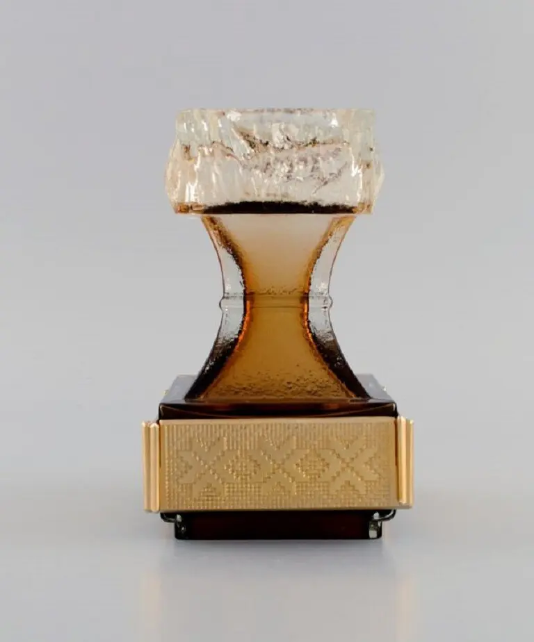 Kerzenständer Maljakko aus rauchigem Glas von Pentti Sarpaneva für Turun Hopea