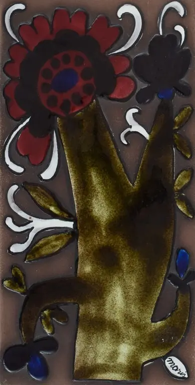 Mari Simmulson für Upsala Ekeby: Wandrelief 'Cardus', entworfen im Jahr 1967