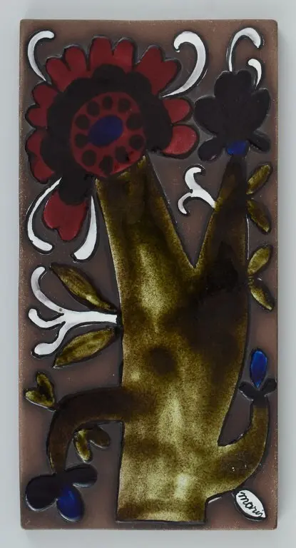 Mari Simmulson für Upsala Ekeby: Wandrelief 'Cardus', entworfen im Jahr 1967