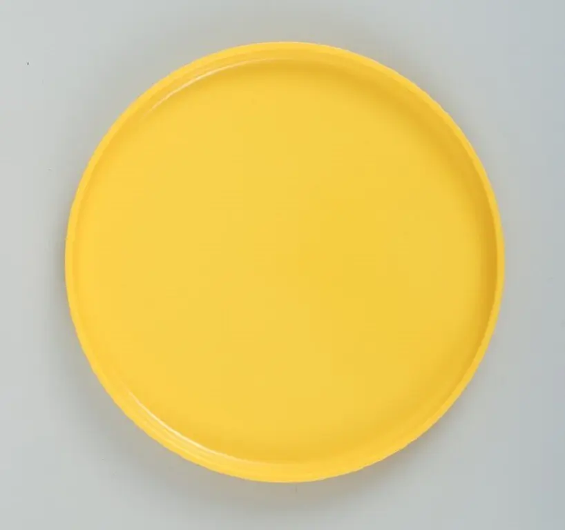 Massimo Vignelli für Heller, Italien. Set aus 8 gelben Melamintellern