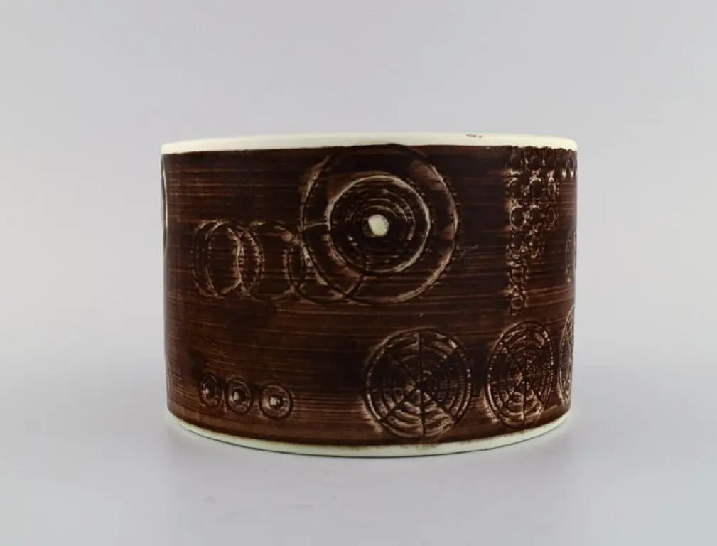 Olle Alberius für Rörstrand: Handbemalter, glasierter Sarek Blumentopf