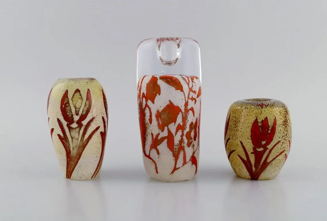 Olle Brozén (Jahrgang 1963) für Kosta Boda. Trio von Kerzenhaltern 'Floating Flowers'