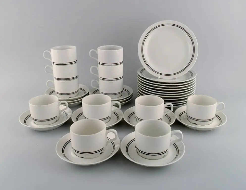 Rörstrand Kaffeetassen-Set für zwölf Personen. Schwedisches Design aus den 60er Jahren
