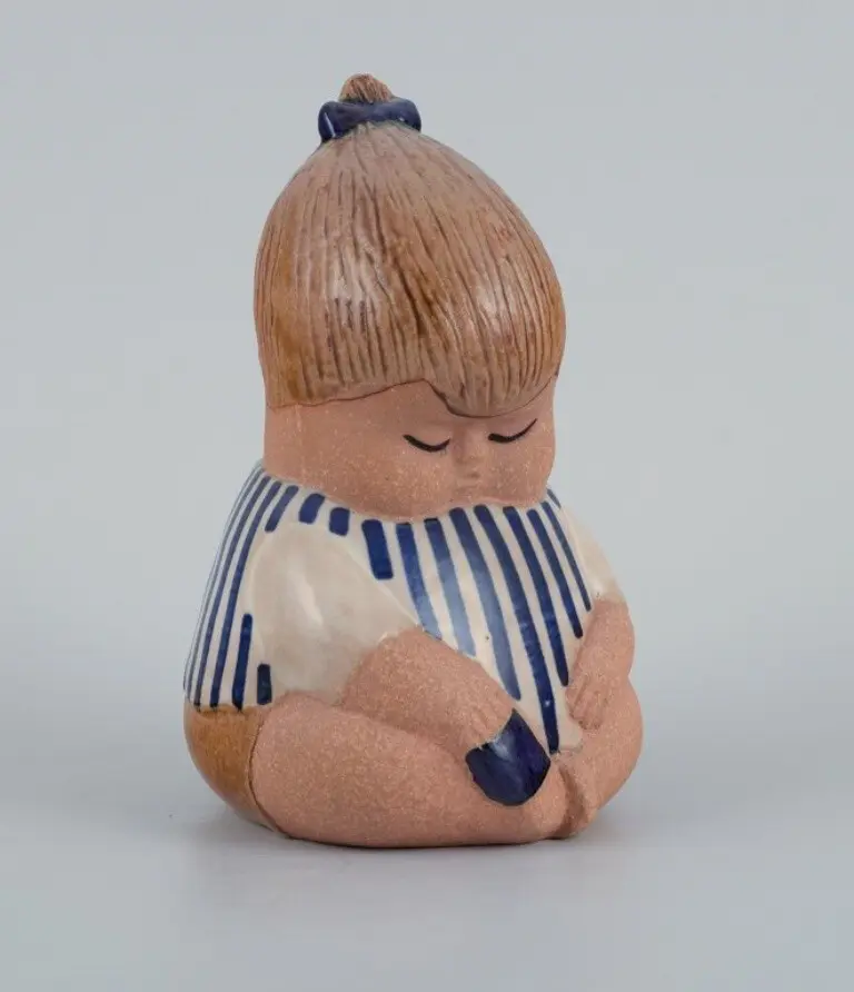 Seltene Figur von Lisa Larson für Gustavsberg, 'Johanna', glasiert aus Keramik