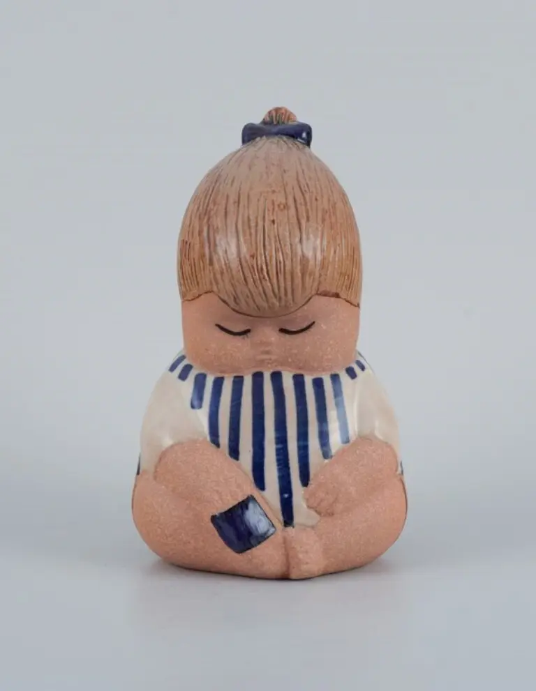 Seltene Figur von Lisa Larson für Gustavsberg, 'Johanna', glasiert aus Keramik